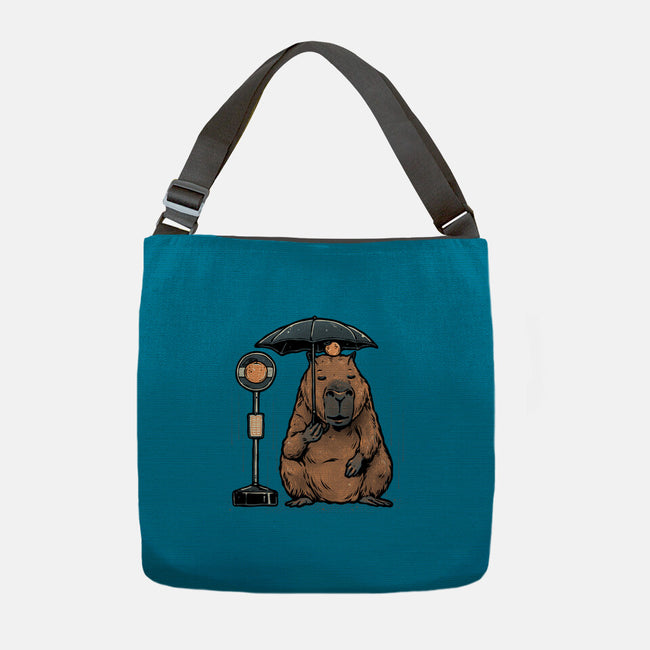 Capybara Bus Stop-None-Adjustable Tote-Bag-glitchygorilla