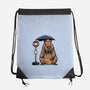Capybara Bus Stop-None-Drawstring-Bag-glitchygorilla
