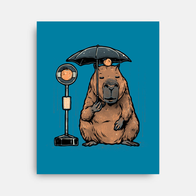 Capybara Bus Stop-None-Stretched-Canvas-glitchygorilla