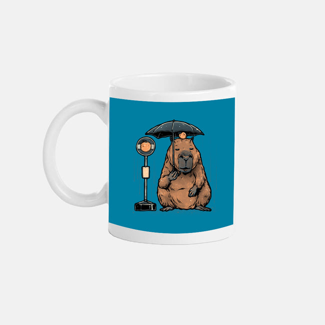 Capybara Bus Stop-None-Mug-Drinkware-glitchygorilla