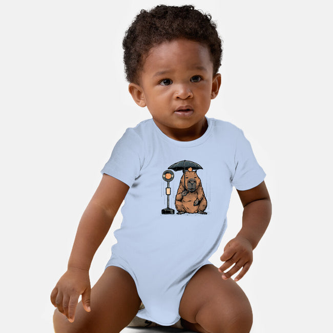 Capybara Bus Stop-Baby-Basic-Onesie-glitchygorilla