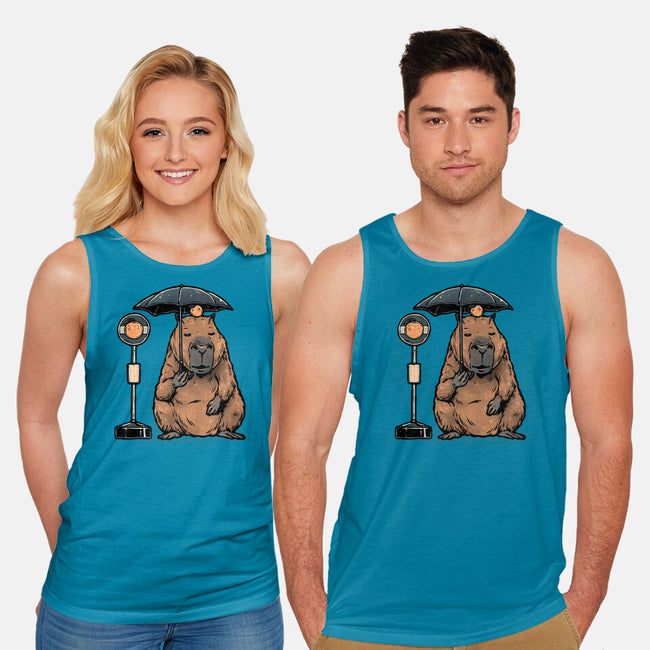 Capybara Bus Stop-Unisex-Basic-Tank-glitchygorilla