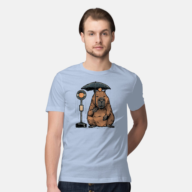 Capybara Bus Stop-Mens-Premium-Tee-glitchygorilla