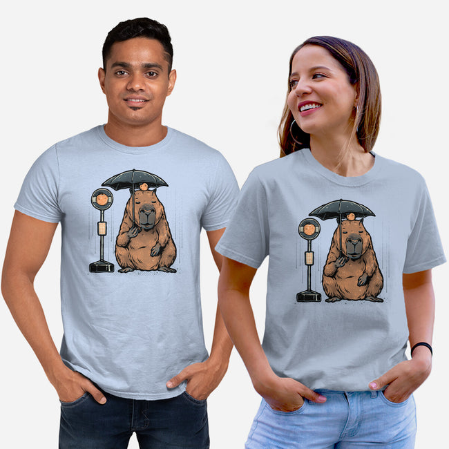 Capybara Bus Stop-Unisex-Basic-Tee-glitchygorilla