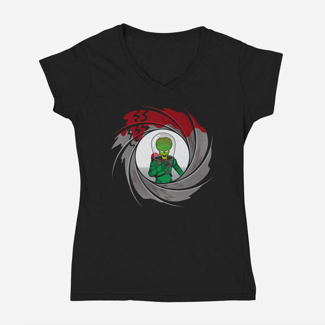 Martian Agent-Womens-V-Neck-Tee-jasesa