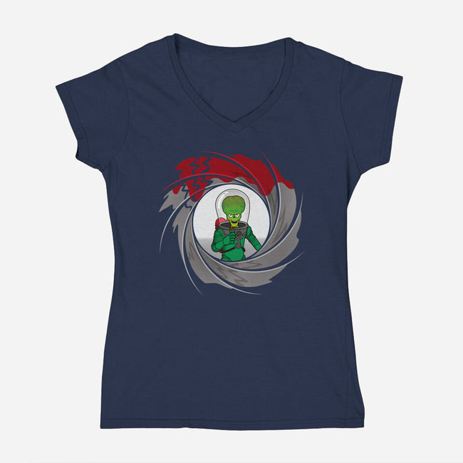 Martian Agent-Womens-V-Neck-Tee-jasesa