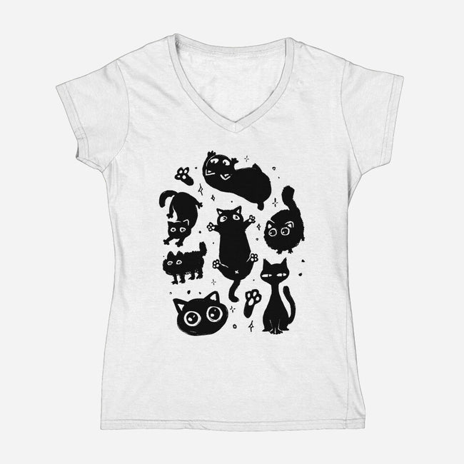 The Black Floofs-Womens-V-Neck-Tee-eduely