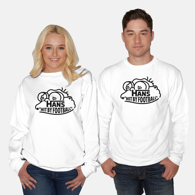 Hans Hit By Football-Unisex-Crew Neck-Sweatshirt-Raffiti