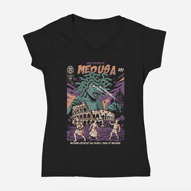 Medusa Attack-Womens-V-Neck-Tee-Eoli Studio