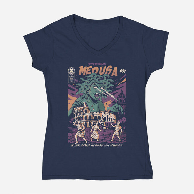Medusa Attack-Womens-V-Neck-Tee-Eoli Studio