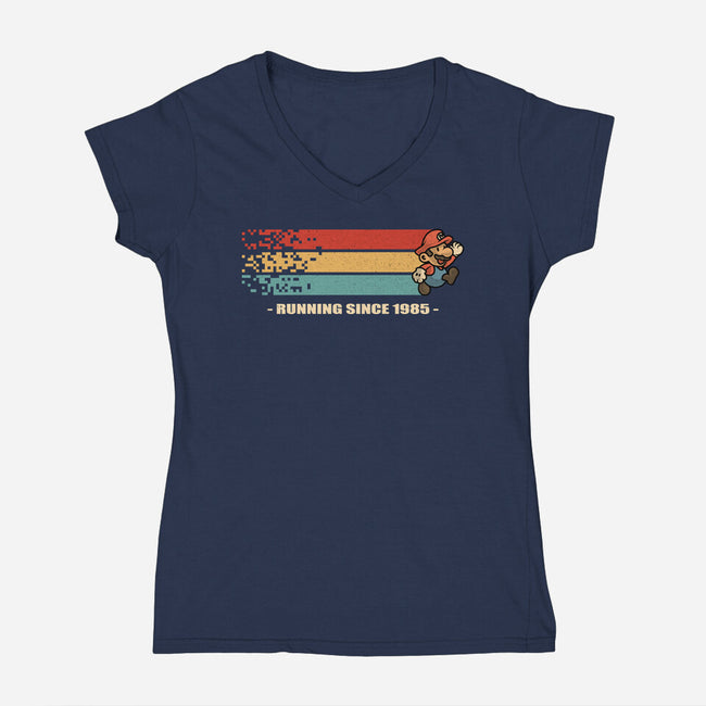 Running Since 1985-Womens-V-Neck-Tee-erion_designs