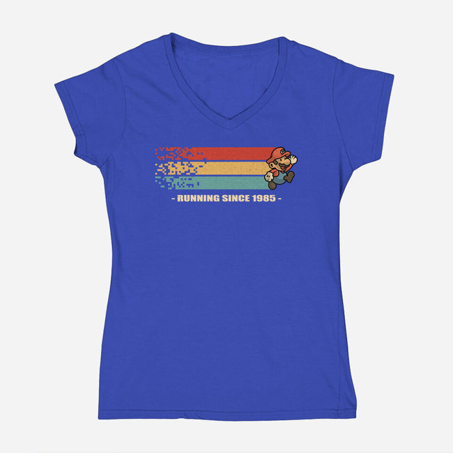 Running Since 1985-Womens-V-Neck-Tee-erion_designs