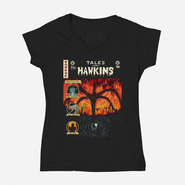 Tales From Hawkins-Womens-V-Neck-Tee-Green Devil