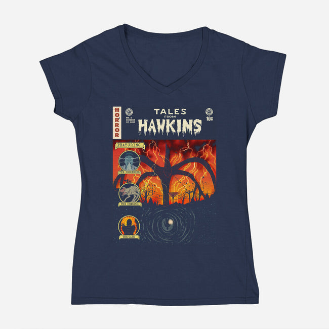 Tales From Hawkins-Womens-V-Neck-Tee-Green Devil