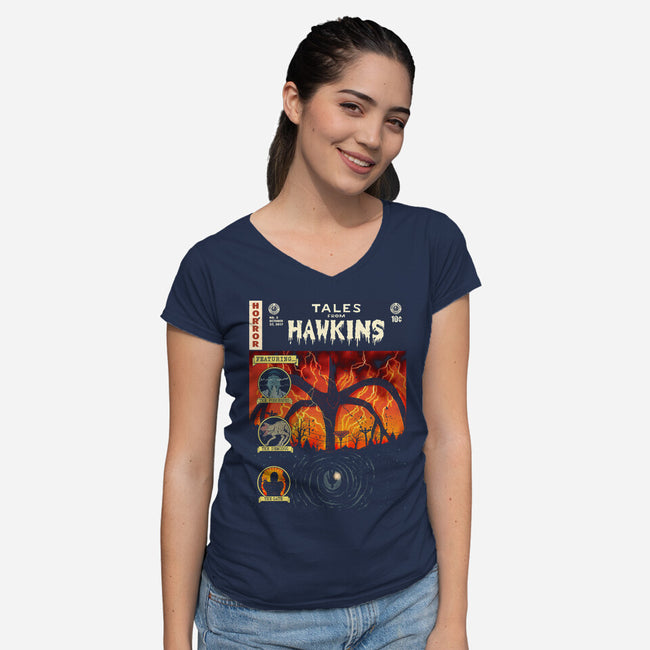 Tales From Hawkins-Womens-V-Neck-Tee-Green Devil