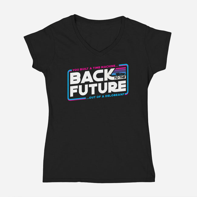 Back To The Stars-Womens-V-Neck-Tee-rocketman_art