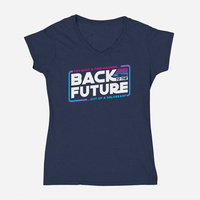 Back To The Stars-Womens-V-Neck-Tee-rocketman_art