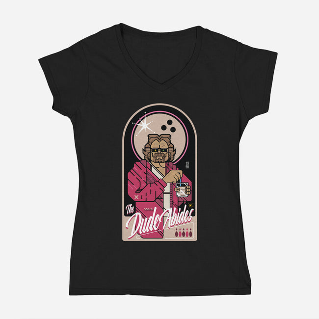 The Dude Abides-Womens-V-Neck-Tee-BadBox