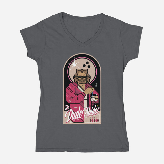 The Dude Abides-Womens-V-Neck-Tee-BadBox