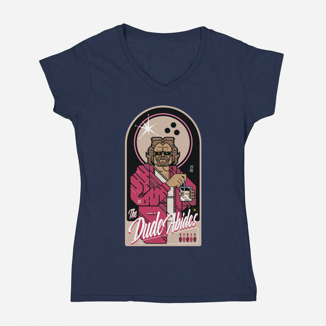 The Dude Abides-Womens-V-Neck-Tee-BadBox