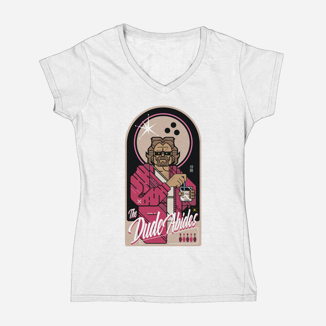 The Dude Abides-Womens-V-Neck-Tee-BadBox