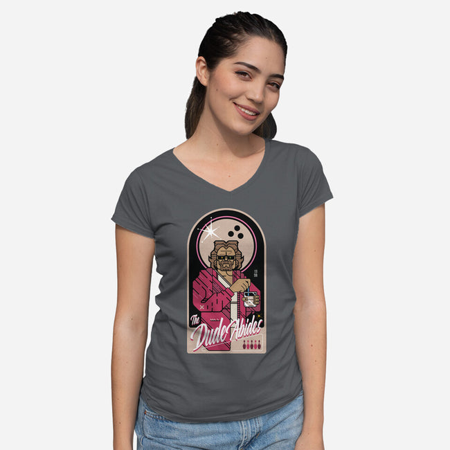 The Dude Abides-Womens-V-Neck-Tee-BadBox