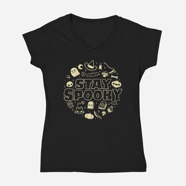 Stay Spooky Cute-Womens-V-Neck-Tee-xMorfina