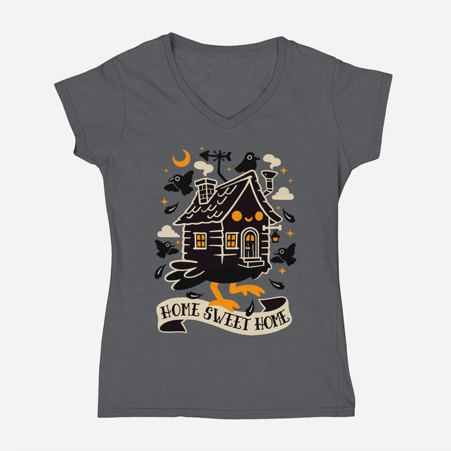 Baba Yaga Sweet Home-Womens-V-Neck-Tee-NemiMakeit