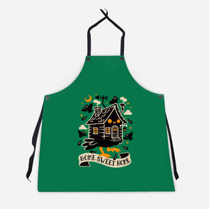 Baba Yaga Sweet Home-Unisex-Kitchen-Apron-NemiMakeit