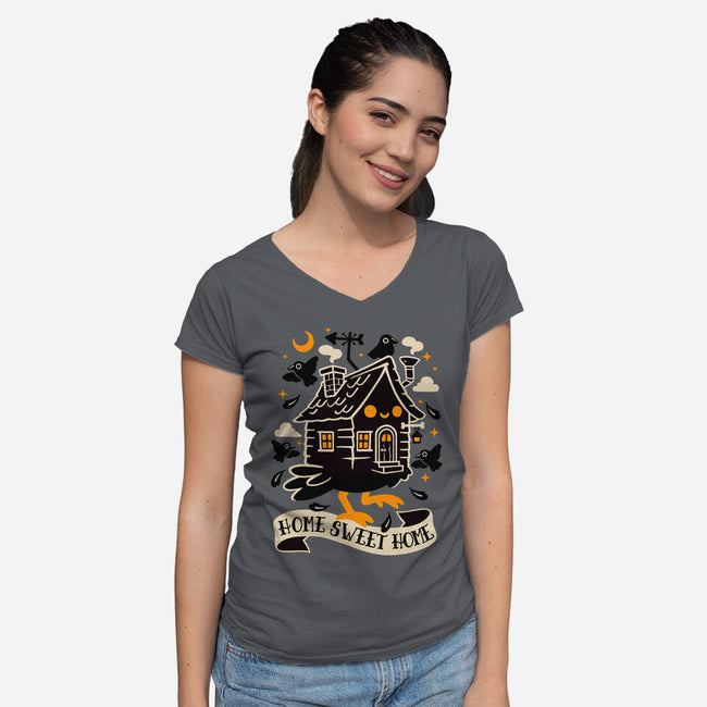 Baba Yaga Sweet Home-Womens-V-Neck-Tee-NemiMakeit