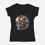 Flaming Rocker-Womens-V-Neck-Tee-glitchygorilla