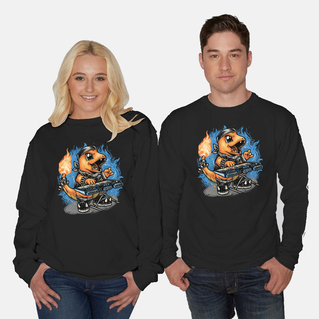 Flaming Rocker-Unisex-Crew Neck-Sweatshirt-glitchygorilla