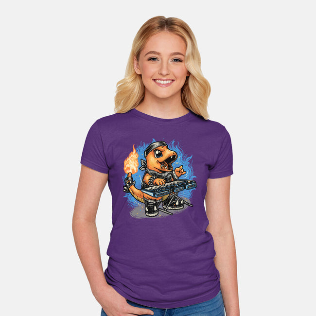 Flaming Rocker-Womens-Fitted-Tee-glitchygorilla
