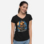 Flaming Rocker-Womens-V-Neck-Tee-glitchygorilla