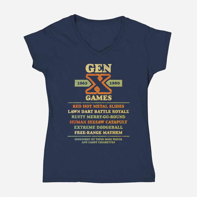 The Gen X Games-Womens-V-Neck-Tee-kg07