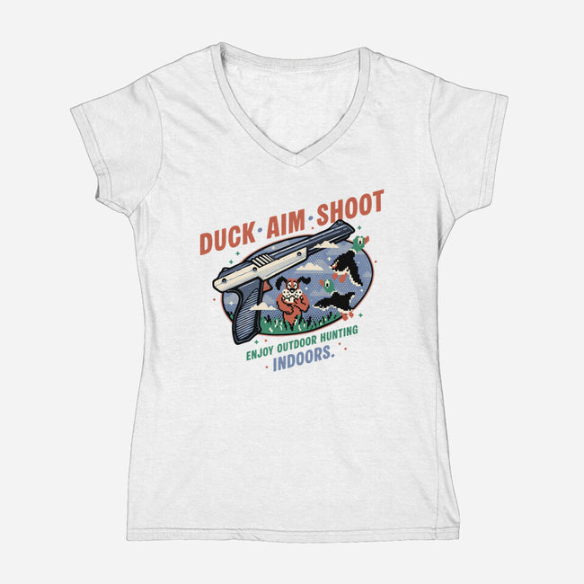 Duck Aim Shoot-Womens-V-Neck-Tee-glitchygorilla