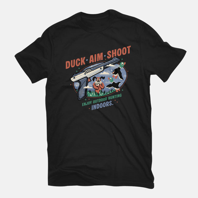 Duck Aim Shoot-Womens-Fitted-Tee-glitchygorilla