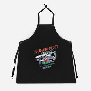 Duck Aim Shoot-Unisex-Kitchen-Apron-glitchygorilla