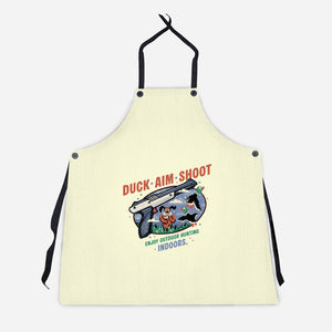 Duck Aim Shoot-Unisex-Kitchen-Apron-glitchygorilla