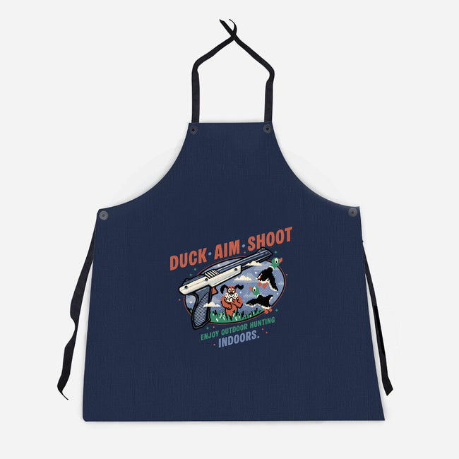 Duck Aim Shoot-Unisex-Kitchen-Apron-glitchygorilla