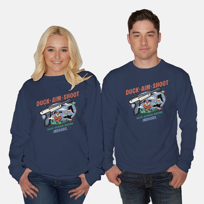 Duck Aim Shoot-Unisex-Crew Neck-Sweatshirt-glitchygorilla