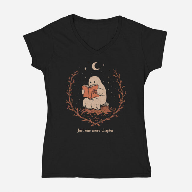 The Reading Ghost-Womens-V-Neck-Tee-dfonseca