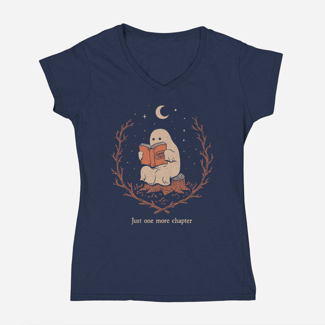 The Reading Ghost-Womens-V-Neck-Tee-dfonseca