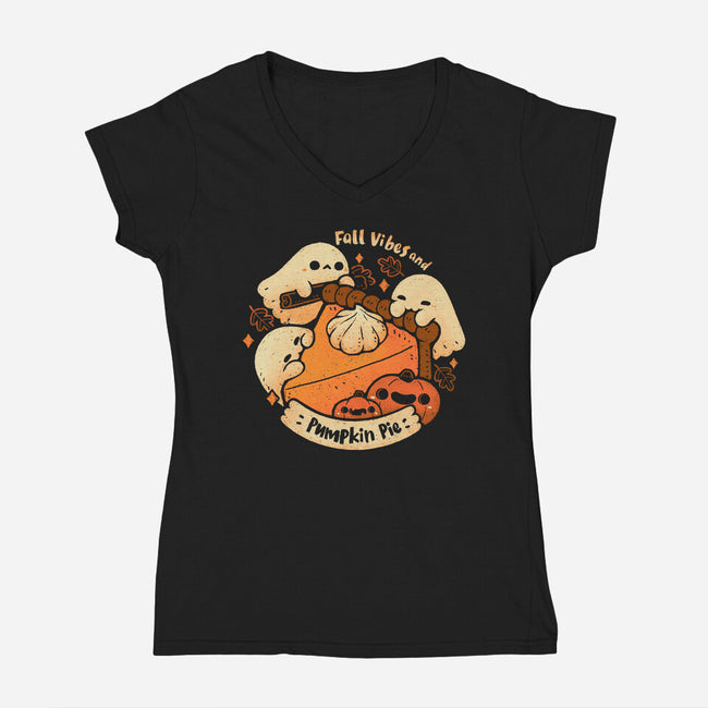 Fall Vibes And Pumpkin Pie-Womens-V-Neck-Tee-xMorfina