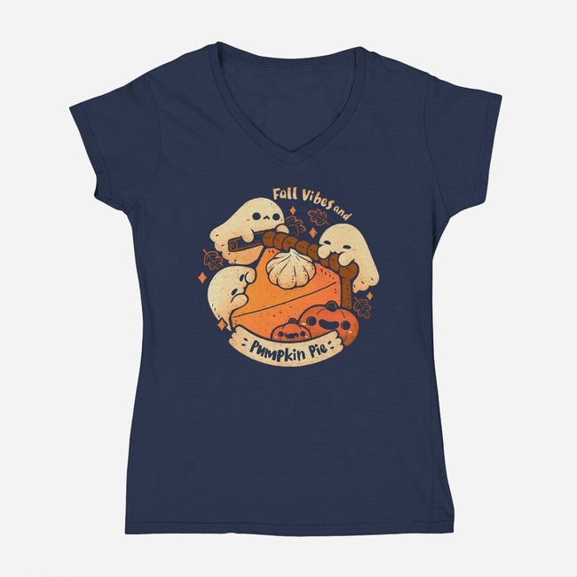 Fall Vibes And Pumpkin Pie-Womens-V-Neck-Tee-xMorfina