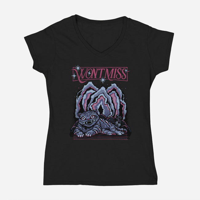 Will Not Miss-Womens-V-Neck-Tee-glitchygorilla