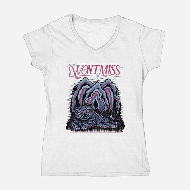 Will Not Miss-Womens-V-Neck-Tee-glitchygorilla