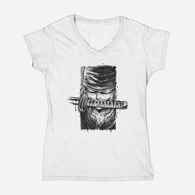 Hunter Blade-Womens-V-Neck-Tee-glitchygorilla