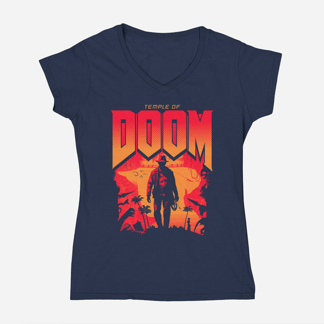 Temple Of Doom-Womens-V-Neck-Tee-rocketman_art