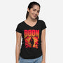 Temple Of Doom-Womens-V-Neck-Tee-rocketman_art